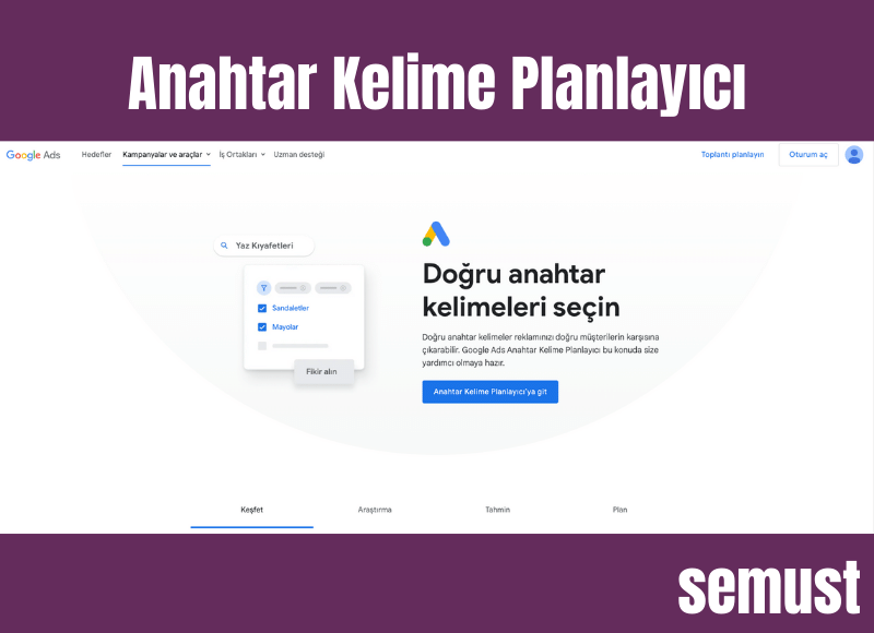 Anahtar Kelime Bulma Aracı Anahtar Kelime Planlayıcı