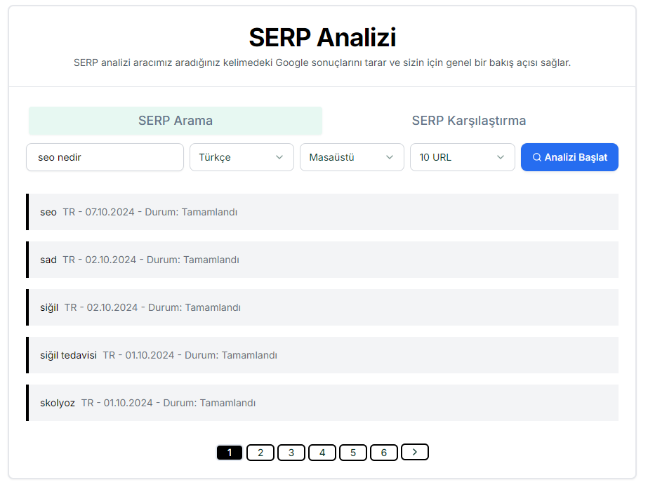 semust serp analizi aracı görüntüsü