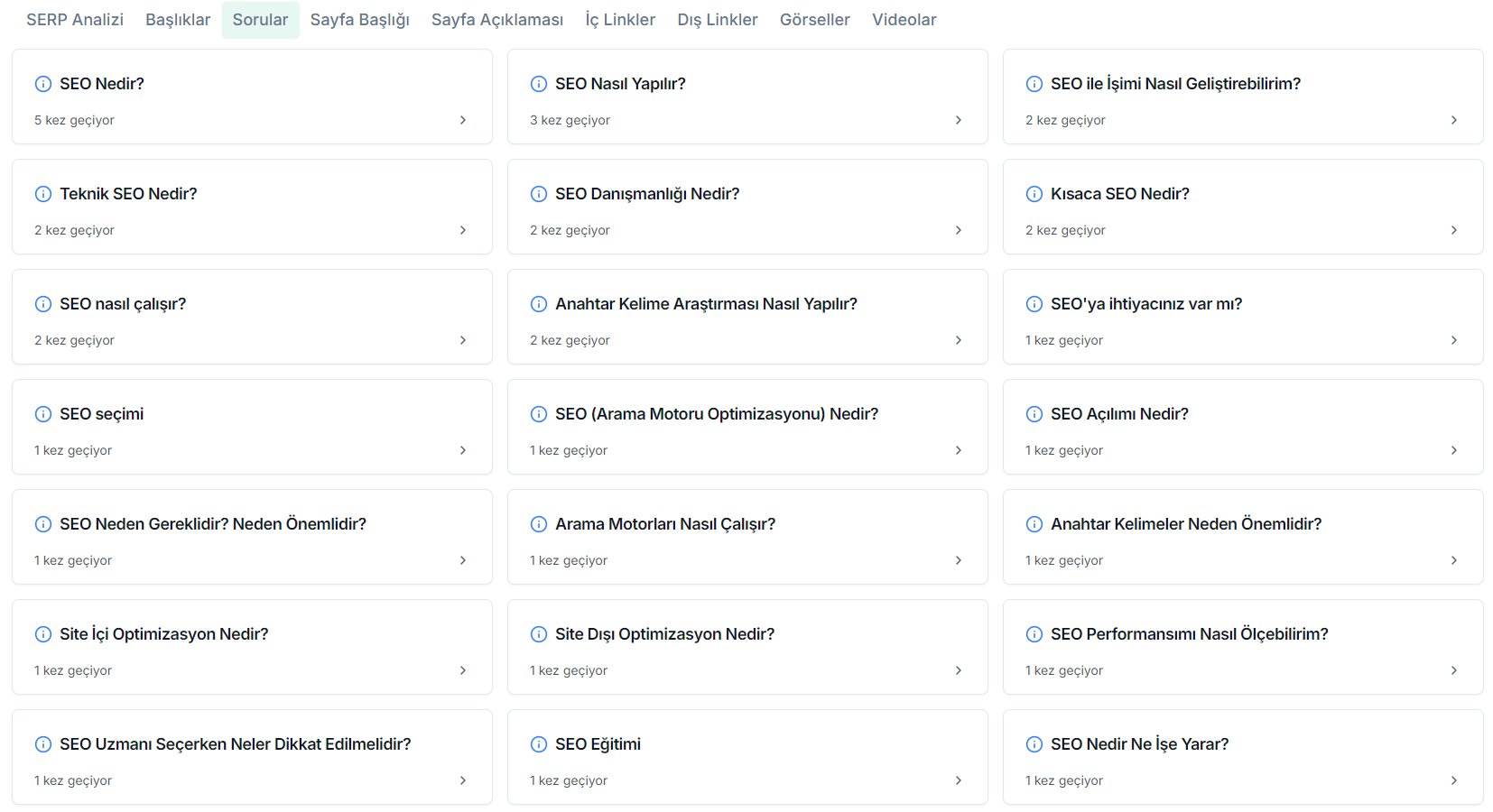 serp'te bulunan websitelerinin soruları